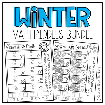Preview of 2nd and 3rd Grade Winter Holiday Math Riddles