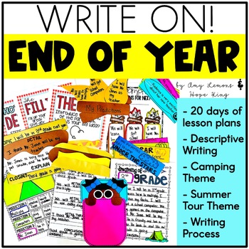 Preview of 2nd & 3rd Grade Writing Lessons for Descriptive End of Year w/ Camping Theme