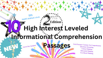 Preview of 2nd edition- 10 High Interest 5th Grade Narrative Passages w/Leveled Questions