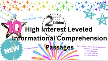 Preview of 2nd edition- 10 High Interest 7th Grade Information Passages w/Leveled Questions