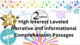 2nd edition- 20 High Interest 6th Grade Passages with Leve