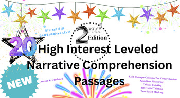 Preview of 2nd edition- 20 High Interest Grades 5&6 Narrative Passages w/Leveled Questions