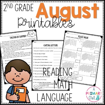 Preview of 2nd grade August Printables Reading Language and Math