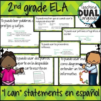 Preview of Second Grade ELA "I can" Posters and Sentence Strips - SPANISH