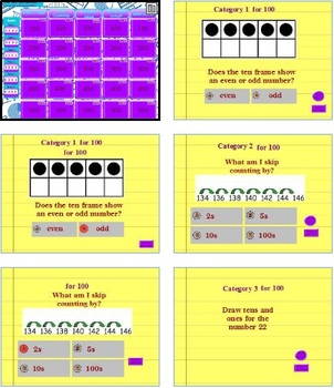 Preview of 2nd grade Go Math! Chapter 1 jeopardy review game