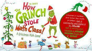 Preview of 2nd grade Grinchmas Game/Christmas Math Game
