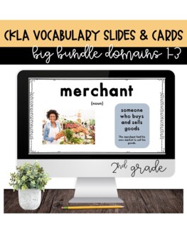 Preview of 2nd grade Knowledge Domains 1-3 CKLA Vocabulary SLIDES and CARDS**BUNDLE** 