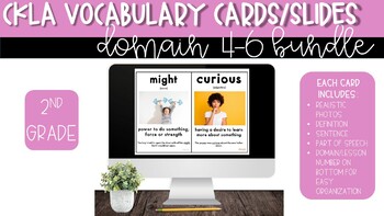 Preview of 2nd grade Knowledge Domains 4-6 CKLA Vocabulary SLIDES and CARDS**BUNDLE**
