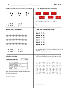 2nd grade Multiplication (quiz or homework) by DC Klein | TpT