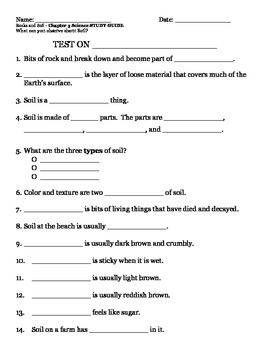 Preview of 2nd grade NG Science - Rocks & Soil (Ch 3) Study Guide & Test Soil PDF