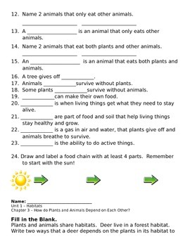 2nd grade ng science habitats ch 3 study guide review