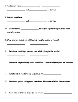 2nd grade ng science habitats ch 2 study guide test