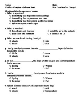 Preview of 2nd grade NG Science - Weather (Ch 2) Study Guide & Test PDF