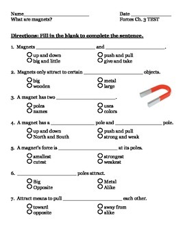 2nd grade ng science forces motion magnet physical ch3 review