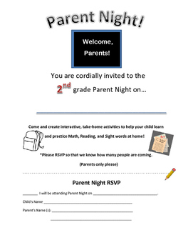 EDITABLE Parent Night or Parent Workshop Letter/ Invitation | TpT