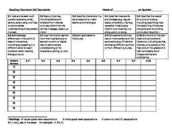 Preview of 2nd grade Reading Literature Standard Trackers