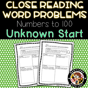 Preview of 2nd grade Start Unknown Word Problems - Close Reading!