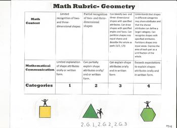 Preview of 2nd grade geometry rubric