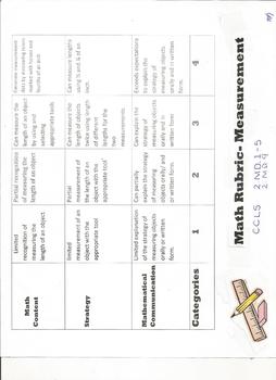 Preview of 2nd grade measurement rubric