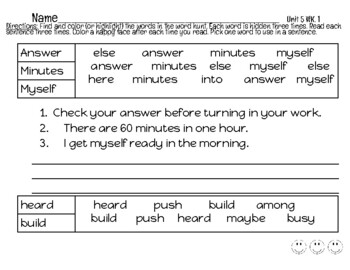 Preview of 2nd grade unit 5 week 1 sight words