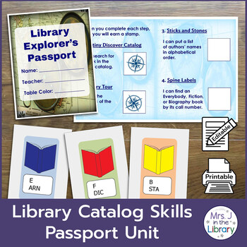 Preview of 2nd or 3rd Grade Library Catalog Skills Passport Unit