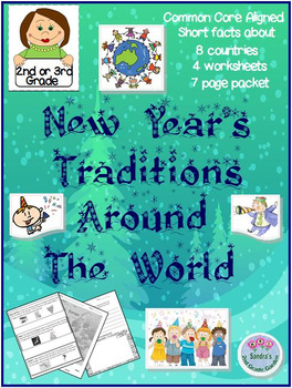 Preview of 2nd or 3rd Grade "New Year Traditions Around the World" Common Core Aligned