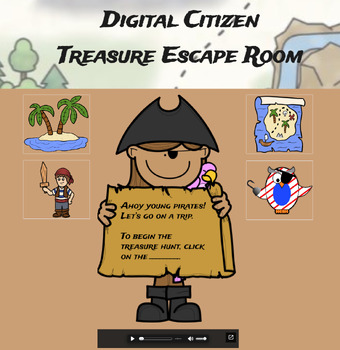 Preview of 2rd Grade Digital Citizenship Escape Room: Find the Treasure *No Prep!*