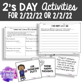 Preview of 2s Day Activities Math Writing Reading SEL |   2/22/22 or 2/2/22
