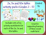 2x, 5x and 10x tables activity sheet packs (Grades 2 to 5)