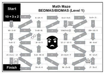 Preview of 3x Mazes! Number - Order of Operations BEDMAS BIDMAS