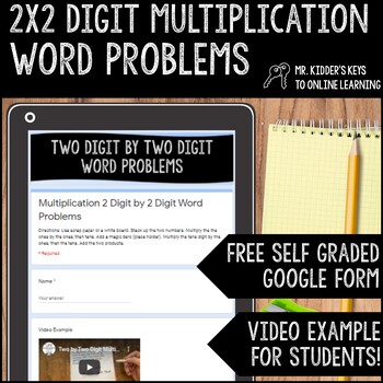 Preview of 2x2 Digit Multiplication Word Problems Google Form Quiz