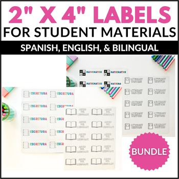 Preview of ENGLISH, SPANISH, & BILINGUAL | 2x4 Labels for Student Materials