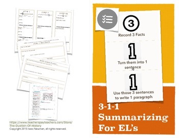 Preview of 3-1-1 Summarizing Made Simple
