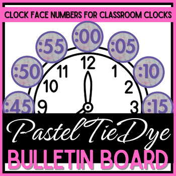 Preview of 3 1/2" Circle Clock Numbers - Pastel Tie Dye Watercolor