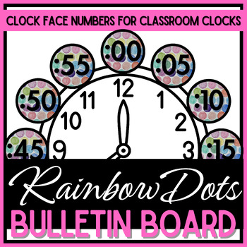 Preview of 3 1/2" Circle Clock Numbers - Rainbow Dots Watercolor