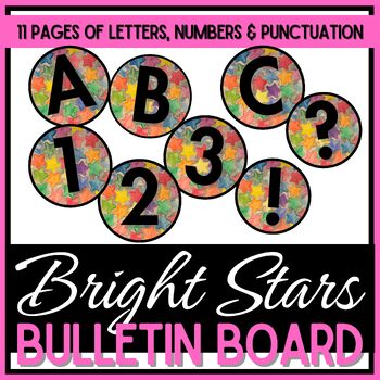 Preview of 3 1/2" Circle Letters, Numbers, & Punctuation - Bright Stars Watercolor