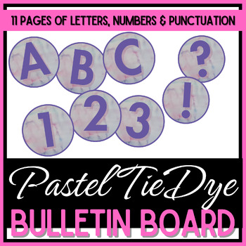 Preview of 3 1/2" Circle Letters, Numbers, & Punctuation - Pastel Tie Dye Watercolor