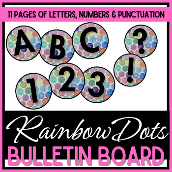 Preview of 3 1/2" Circle Letters, Numbers, & Punctuation - Rainbow Dots Watercolor