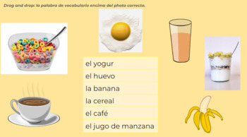 Preview of 3.1 Práctica 2 (La comida) Avancemos 1 - Google Slides for students 
