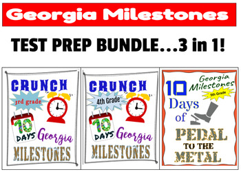 Preview of 3 10-Day Math Test Preps for Georgia Milestones - 3 Packets in 1 - Grades 3-5