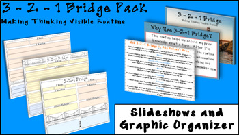 Preview of 3-2-1 Bridge Pack- Making Thinking Visible Slideshows and Graphic Organizer