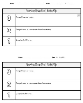 Preview of 3-2-1 Exit Slip Carta d'Uscita Formative Assessment Check-In