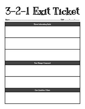 3-2-1 Exit Tickets by Teacher Turned Tutor | Teachers Pay ...