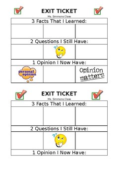 Preview of 3-2-1 Exit Ticket