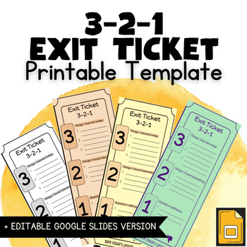 Preview of 3 2 1 Exit Ticket Template