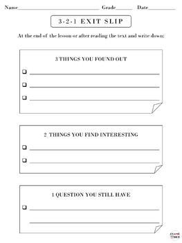 Preview of 3-2-1 Exit Ticket Template - Student Feedback Worksheet for Any Lesson or Text