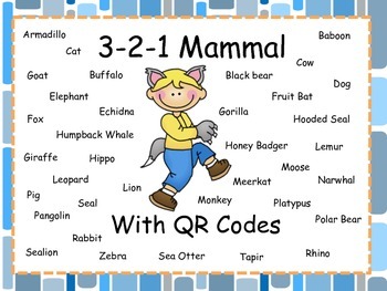 Preview of 3-2-1 Mammals With QR Codes (Common Core Aligned) 36 Animals