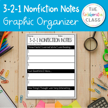 Preview of 3-2-1 Nonfiction Graphic Organizer | Distance Learning