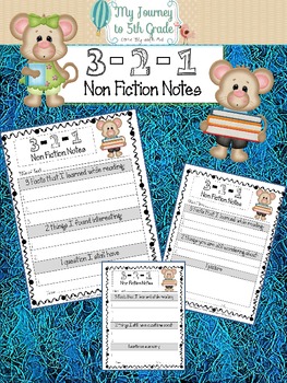 Preview of 3-2-1 Nonfiction Summary Note Taking Templates