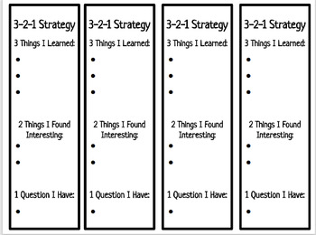 Preview of 3-2-1 Reading Strategy Bookmarks